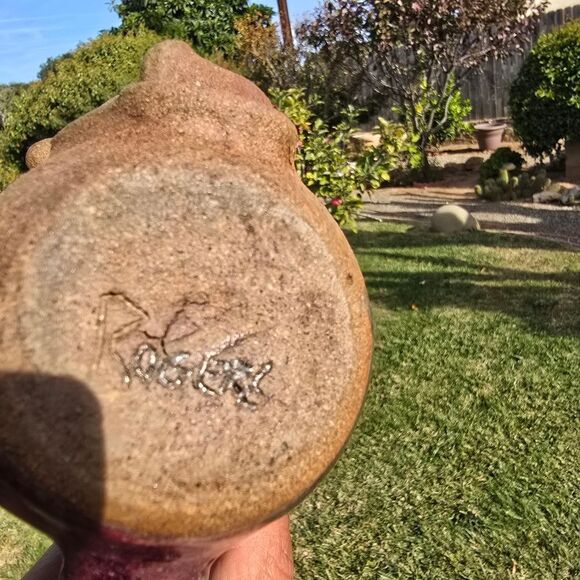Handcrafted Ceramic Face Mug - Purple Signed Rogers - Picture 4 of 8